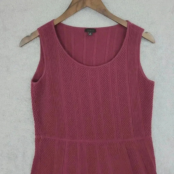 Talbots Red Textured Sleeveless Knit Dress Size M Fit & Flare 1PT - Picture 6 of 7